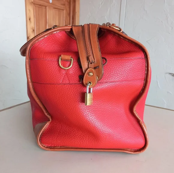 Dooney & Bourke 1990's Gladstone Weekender Luggage, Red AWL - Picture 5 of 16
